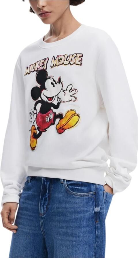 Desigual Wit Bedrukte Sweatshirt voor Vrouwen White Dames