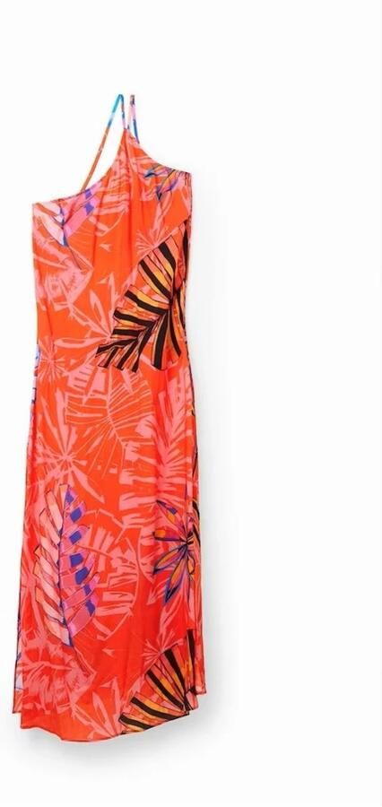 Desigual Oranje Bedrukte Jurk met Bandjes Multicolor Dames