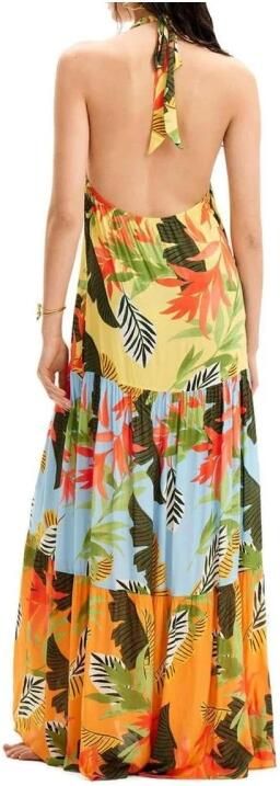 Desigual Oranje Viscose Lange Jurk Multicolor Dames - Foto 4
