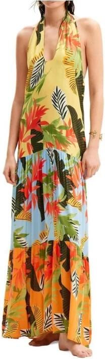 Desigual Oranje Viscose Lange Jurk Multicolor Dames - Foto 5