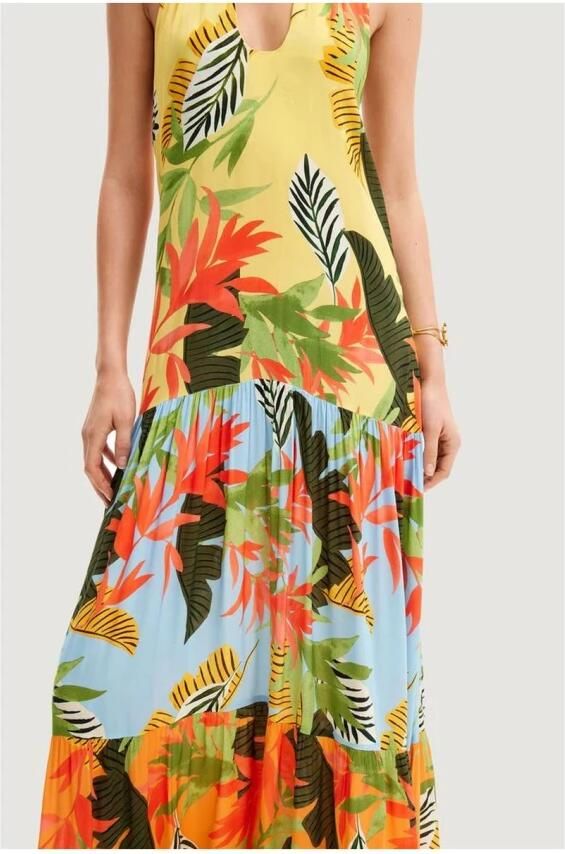 Desigual Oranje Viscose Lange Jurk Multicolor Dames - Foto 3