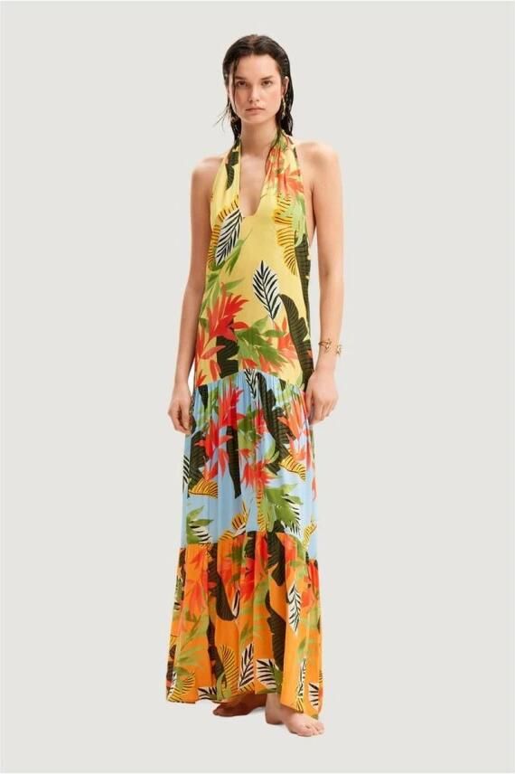 Desigual Oranje Viscose Lange Jurk Multicolor Dames - Foto 2