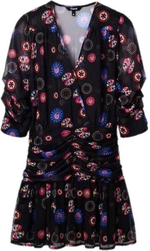 Desigual Jurk Mini-jurk met gebloemde mesh VNeck jurk met korte mouwen - Foto 4