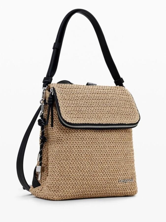 Desigual Raffia rugzak met meerdere compartimenten Beige Dames - Foto 7