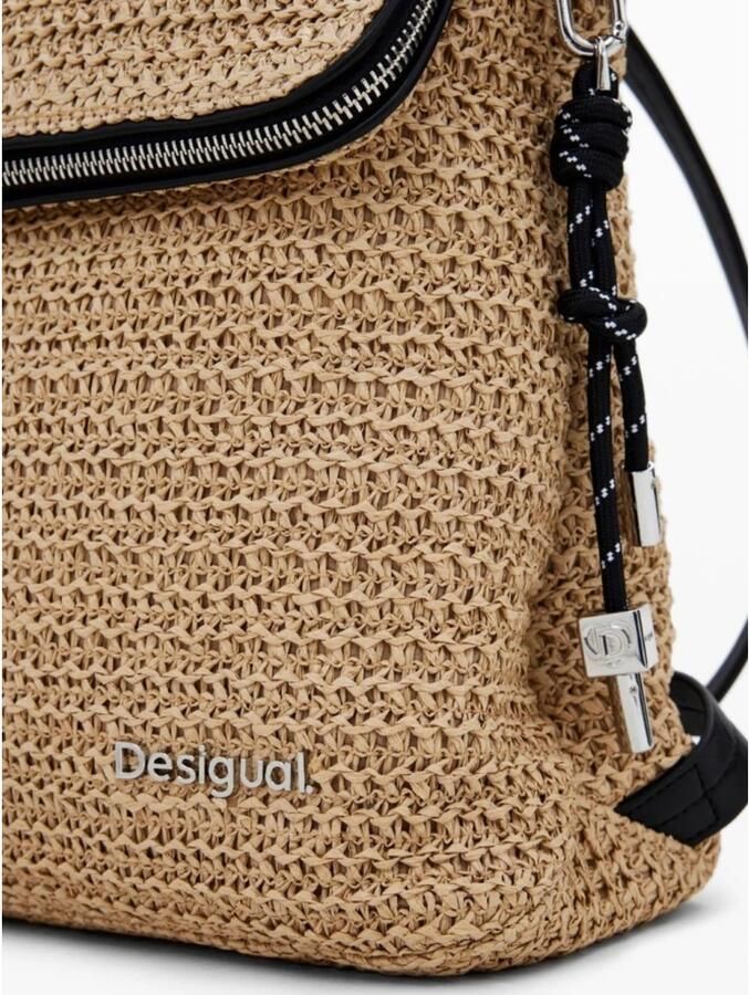 Desigual Raffia rugzak met meerdere compartimenten Beige Dames - Foto 5