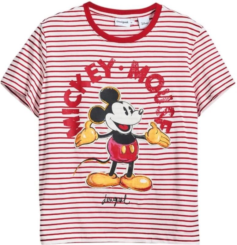 Desigual Overhemd Mickey Mouse Grafisch T-shirt Rood Wit - Foto 3
