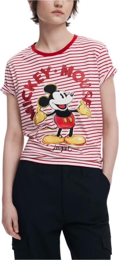Desigual Overhemd Mickey Mouse Grafisch T-shirt Rood Wit