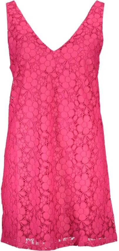 Desigual Roze Viscose Korte Jurk met Contrastdetails Pink Dames