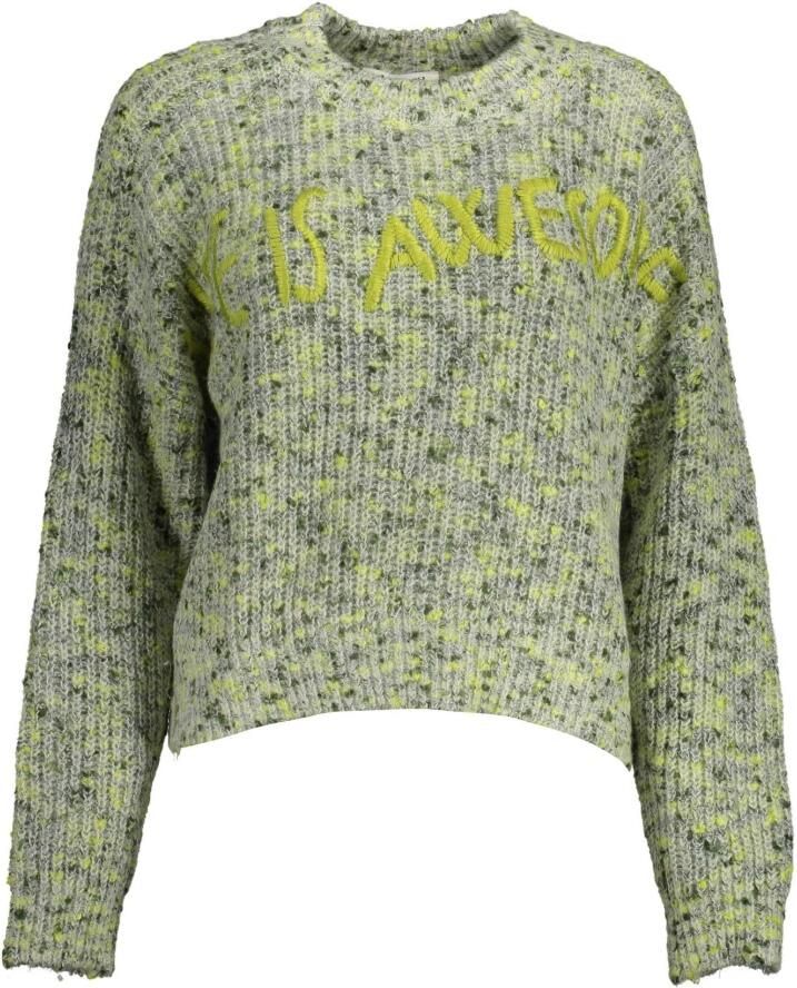 Desigual Groene Geborduurde Trui met Contrasterende Accenten Green Dames