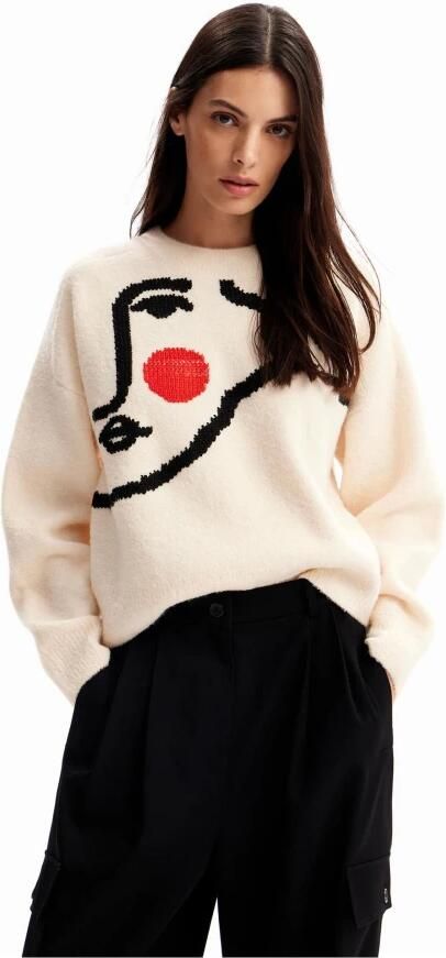 Desigual Roze Bedrukte Gebreide Kleding Lange Mouwen Ronde Hals Pink Dames - Foto 2