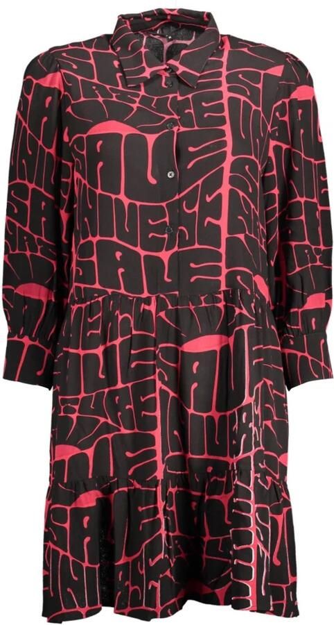 Desigual Elegante jurk met lange mouwen en Italiaanse kraag Multicolor Dames