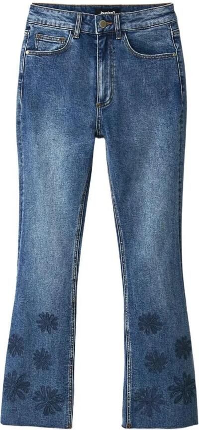 Desigual Blauwe Katoenen Jeans met Borduursel en Contrasterende Details Blauw Dames - Foto 3
