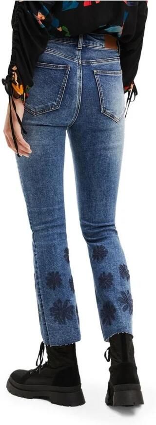 Desigual Blauwe Katoenen Jeans met Borduursel en Contrasterende Details Blauw Dames - Foto 4