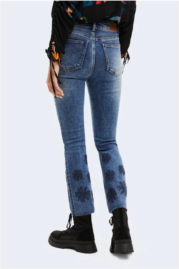 Desigual Blauwe Katoenen Jeans met Borduursel en Contrasterende Details Blauw Dames - Foto 2