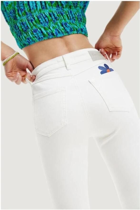 Desigual Slim Fit Katoenmix Jeans White Dames