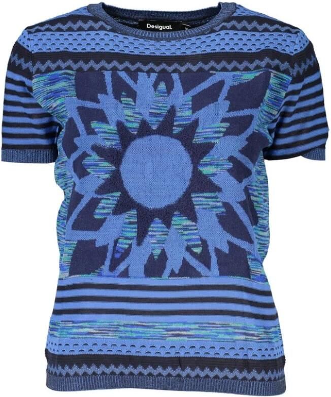 Desigual Sweater Gebreide trui met bloemen en gebreide top met korte mouwen