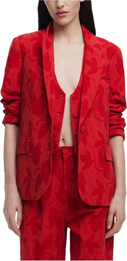 Desigual Rode Geknoopte Blazer Lente Zomer Vrouwen Red Dames - Foto 7