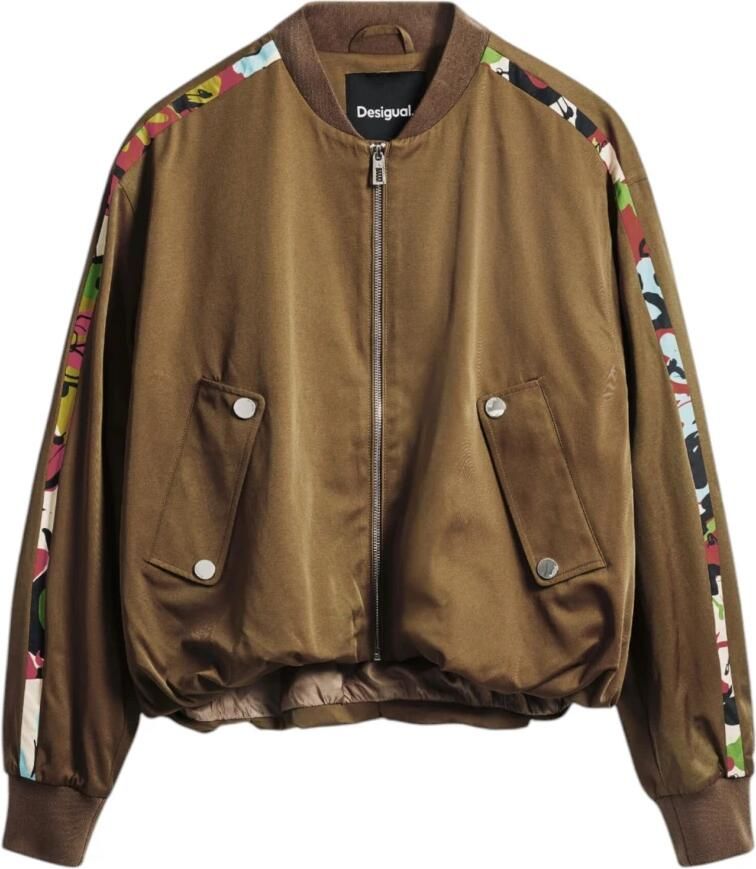 Desigual Print Mandarin Kraag Rits Jas Vrouwen Brown Dames - Foto 8