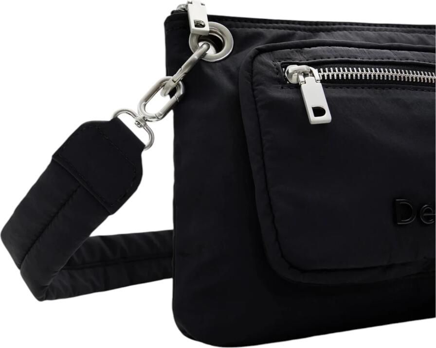 Desigual Zwarte Eenvoudige Tas met Rits en Binnenzak Black Dames