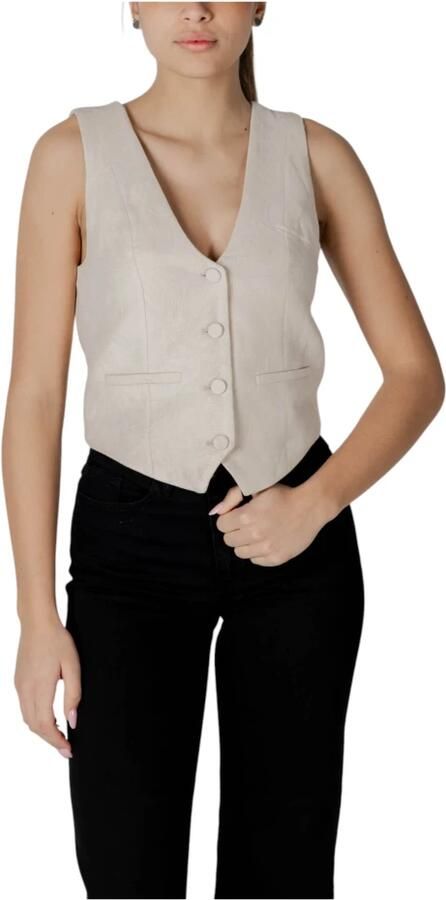 Desigual Stijlvolle Damesvest Katoenmix Beige Dames