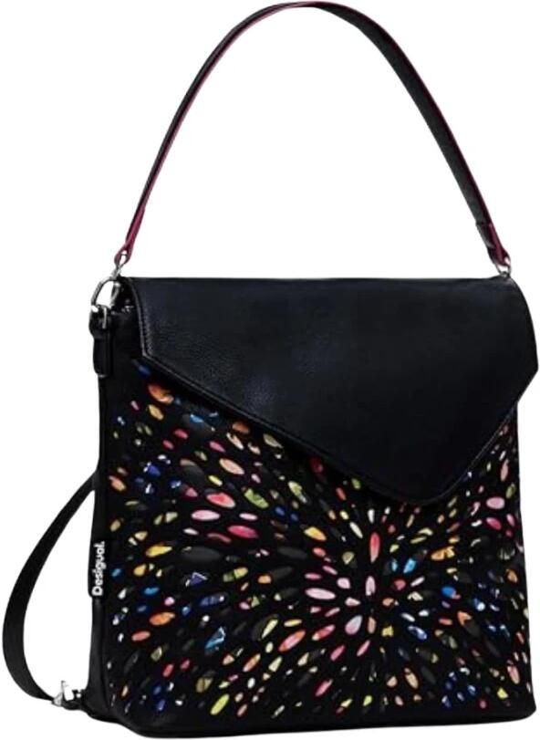Desigual Zwarte Bedrukte Handtas Rugzak met Rits Black Dames