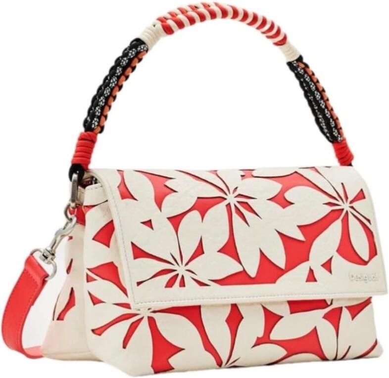 Desigual Witte Schoudertas met Meerdere Compartimenten Multicolor Dames