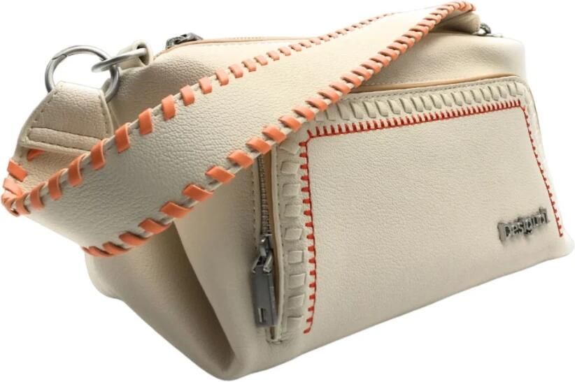 Desigual Witte Polyethyleen Handtas met Meerdere Zakken Beige Dames - Foto 3