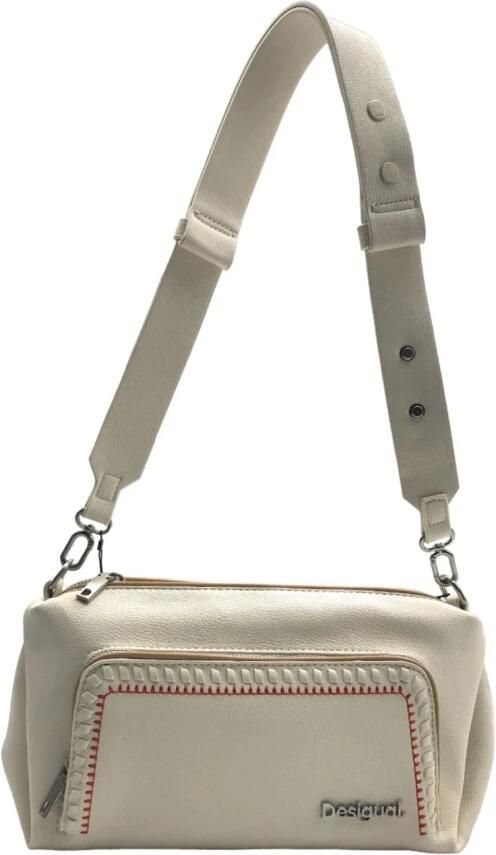 Desigual Witte Polyethyleen Handtas met Meerdere Zakken Beige Dames - Foto 4