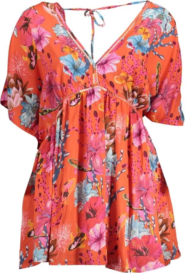 Desigual Vibrerende Jurk met Korte Mouwen en V-Hals Multicolor Dames