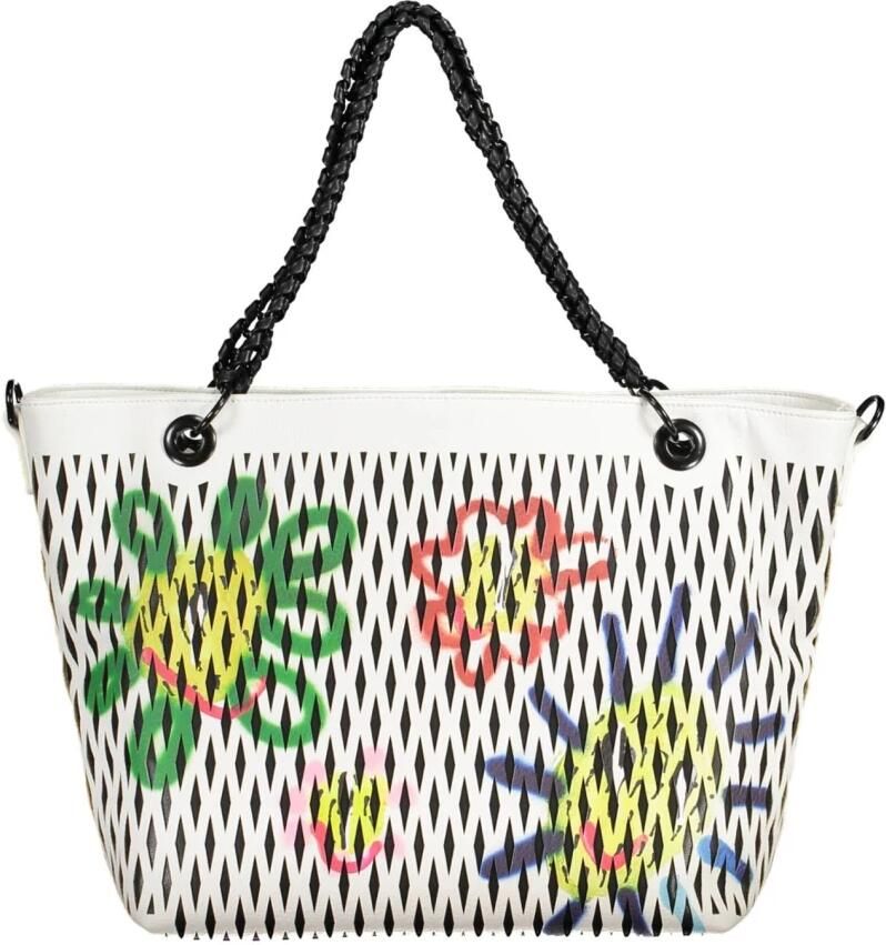 Desigual Witte Polyurethaan Handtas met Kettinghandvatten en Afneembare Schouderband Wit Dames - Foto 2