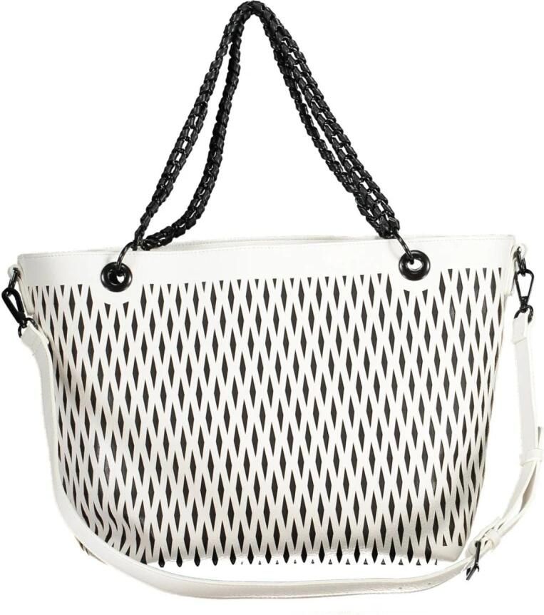 Desigual Witte Polyurethaan Handtas met Kettinghandvatten en Afneembare Schouderband Wit Dames - Foto 3