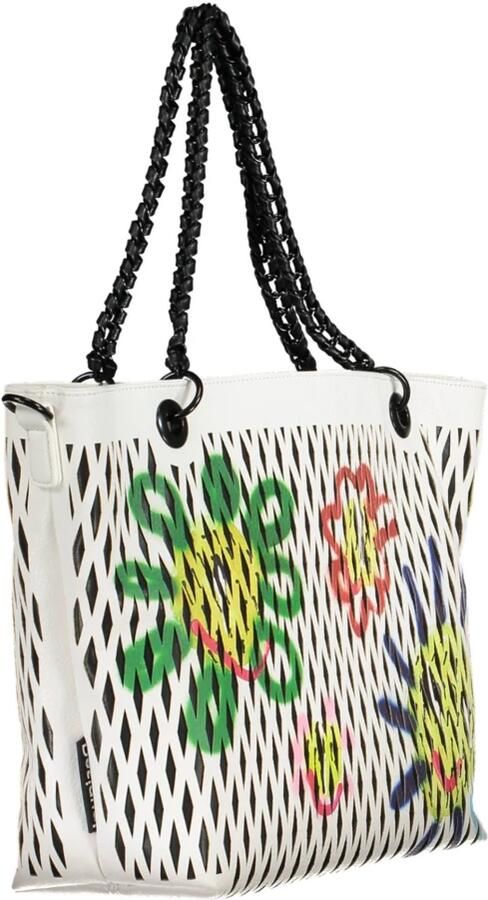 Desigual Witte Polyurethaan Handtas met Kettinghandvatten en Afneembare Schouderband Wit Dames - Foto 7