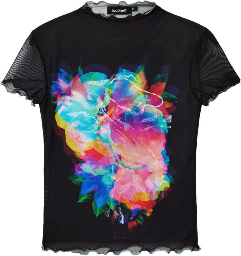 Desigual Zwart Bedrukt Kortemouwen T-Shirt Black Dames - Foto 2