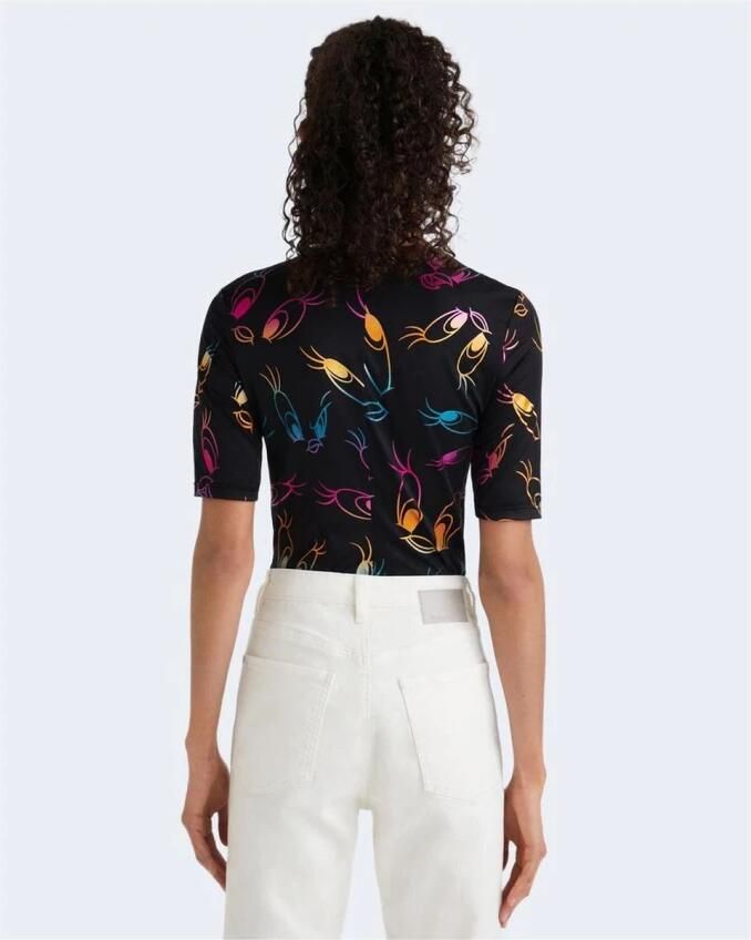 Desigual Gedrukte Tanktop met Lage V-hals Black Dames - Foto 2