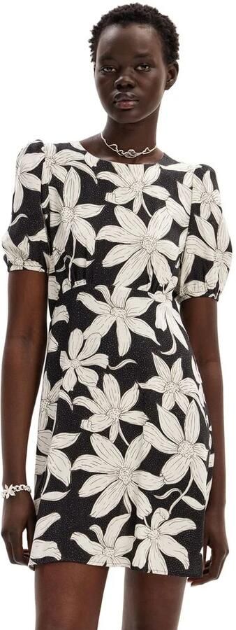 Desigual Zwart Viscose Jurk met Korte Mouwen Black Dames - Foto 3