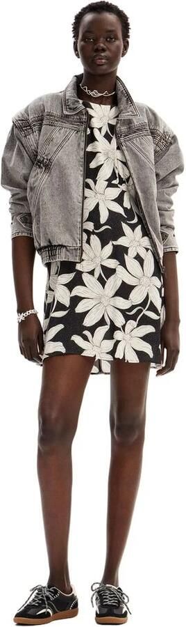 Desigual Zwart Viscose Jurk met Korte Mouwen Black Dames - Foto 4