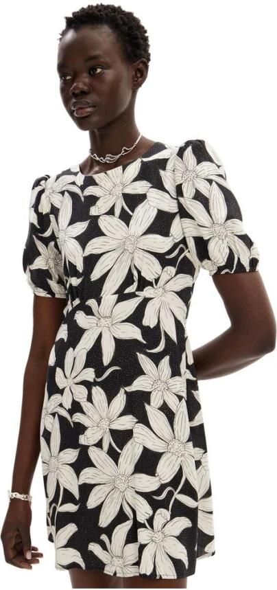Desigual Zwart Viscose Jurk met Korte Mouwen Black Dames