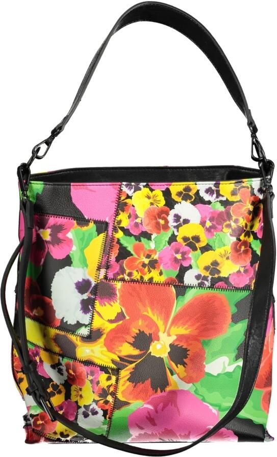 Desigual Zwarte dames schoudertas met afneembaar handvat en verstelbare band Multicolor Dames