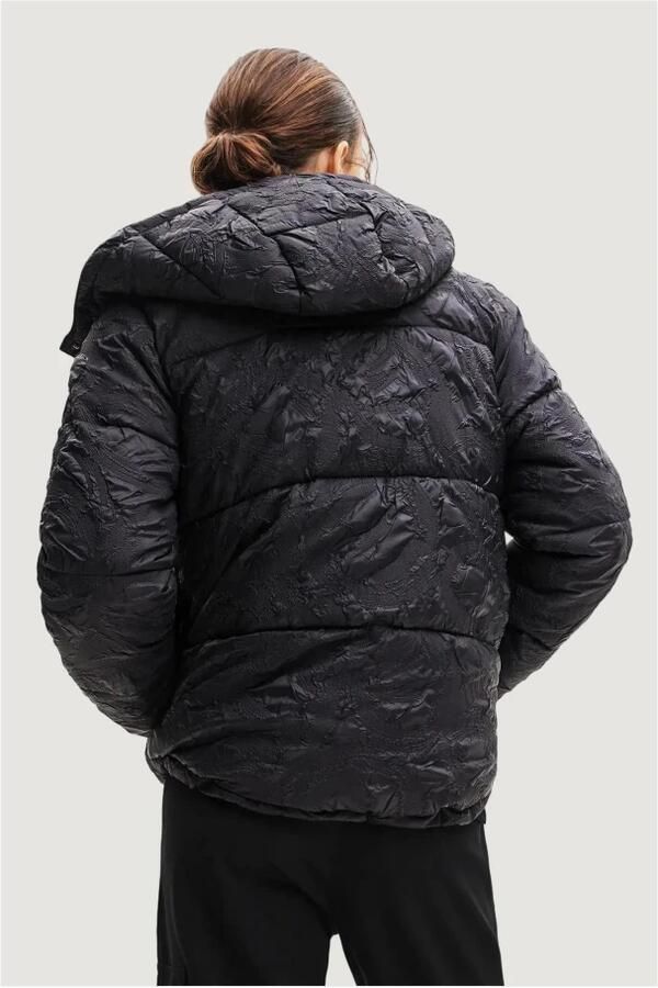 Desigual Trainingsjack Gewatteerde jas met capuchon gekreukt effect