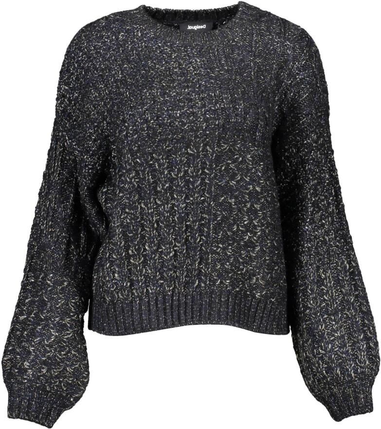 Desigual Zwarte Polyester Trui met Contrasterende Details Black Dames