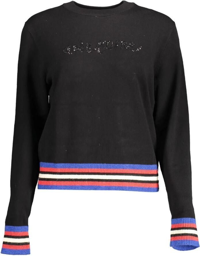 Desigual Zwarte Polyester Shirt met Contrasterende Details Black Dames