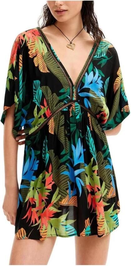 Desigual Zwarte Viscose Korte Jurk voor de Zomer Multicolor Dames - Foto 3