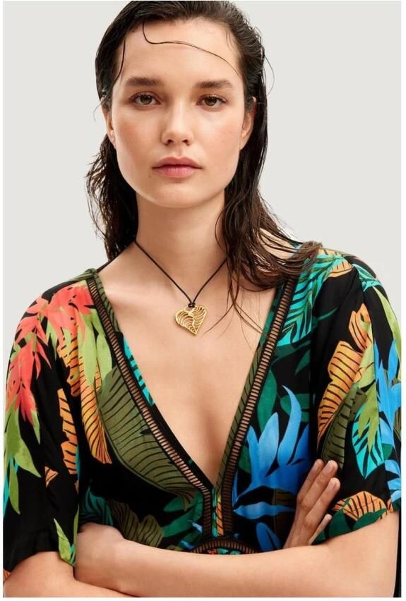 Desigual Zwarte Viscose Korte Jurk voor de Zomer Multicolor Dames