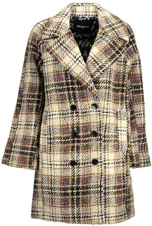 Desigual Double-Breasted Coats Beige Dames