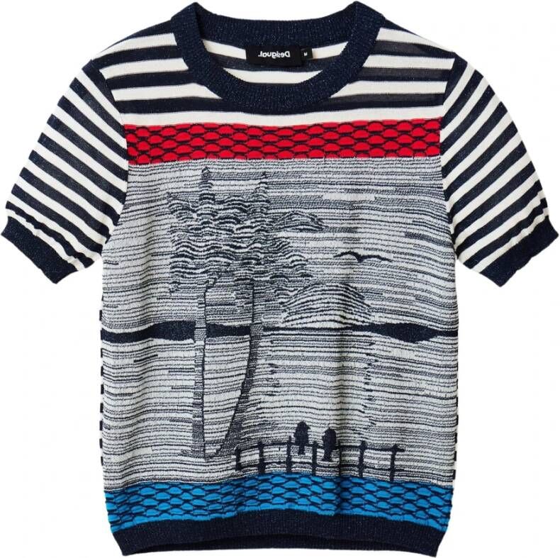 Desigual Stijlvolle Blauwe Trui met Contrasterende Details Multicolor Dames - Foto 2