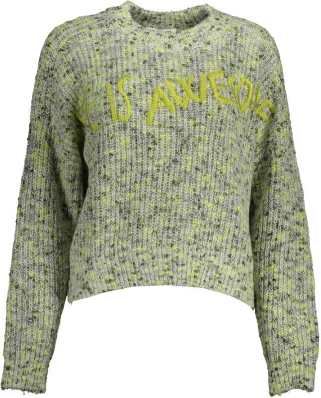 Desigual Groene Polyester Sweater met Borduursel Groen Dames