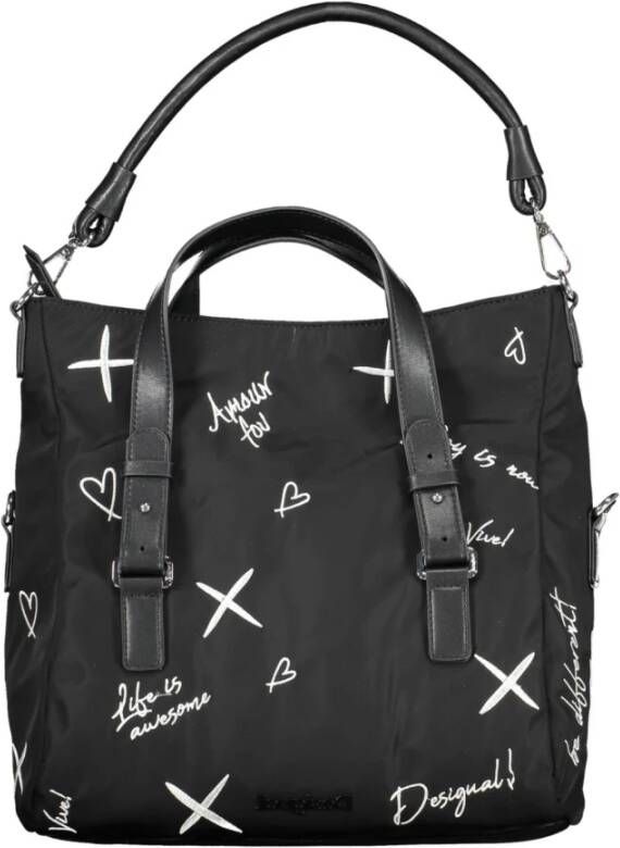 Desigual Elegante Geborduurde Handtas met Veelzijdige Bandjes Black Dames