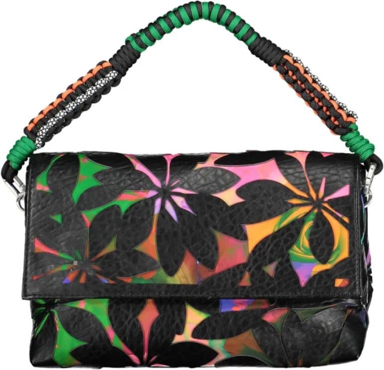 Desigual Zwarte Polyurethaan Handtas met Afneembare Banden Zwart Dames