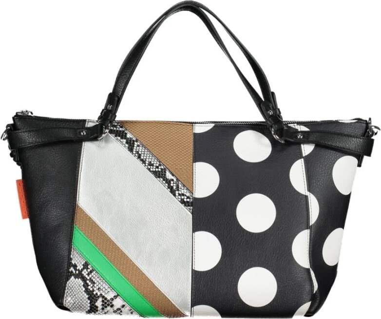 Desigual Zwarte Polyurethaan Handtas met Afneembare Handvatten en Schouderriem Black Dames