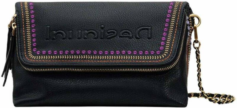Desigual crossbody tas met sierstiksels zwart
